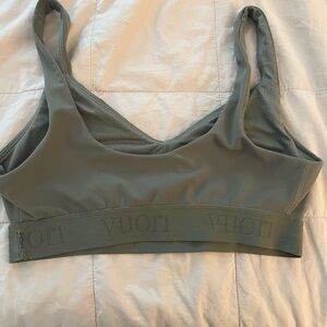 Vuori Green Sports Bra with Wide Straps and Scoop Neckline
